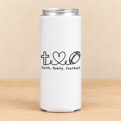 Faith Family Football — Slim Can Koozie
