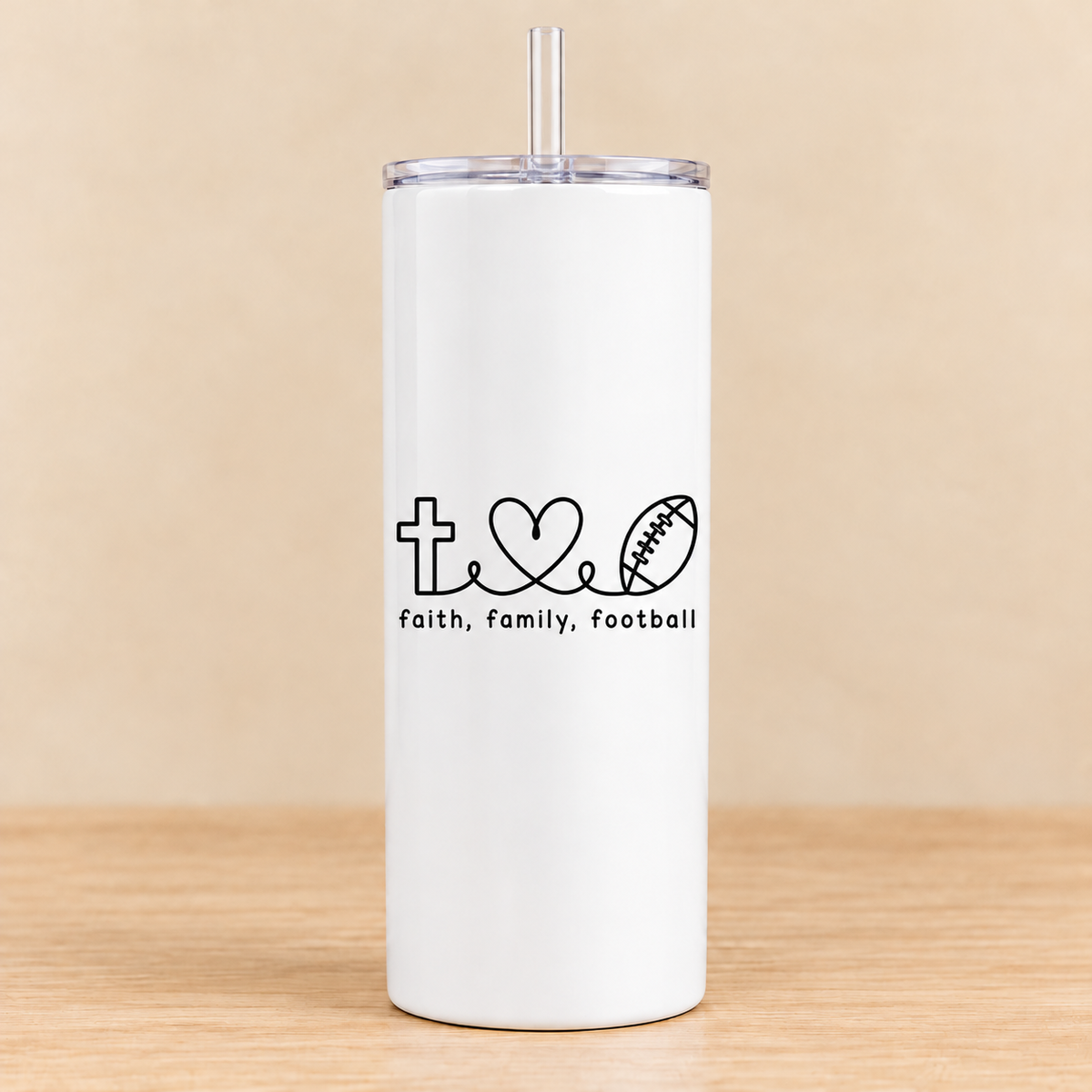 Faith Family Football — 20 oz Skinny Tumbler