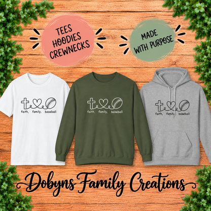 Faith Family Baseball | Christian Baseball Shirt, Crewneck & Hoodie