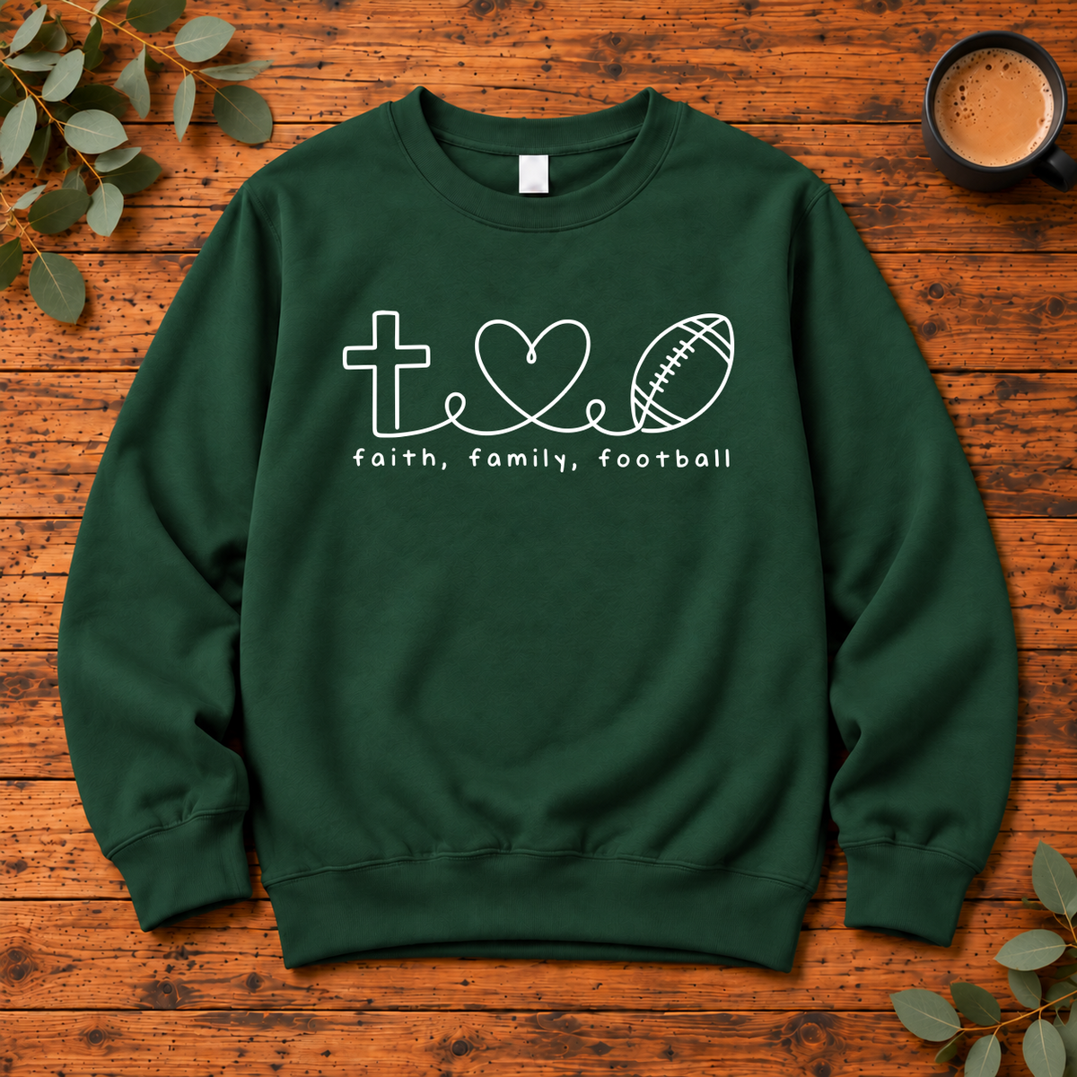 Faith Family Football Shirt, Crewneck & Hoodie | Christian Football Apparel