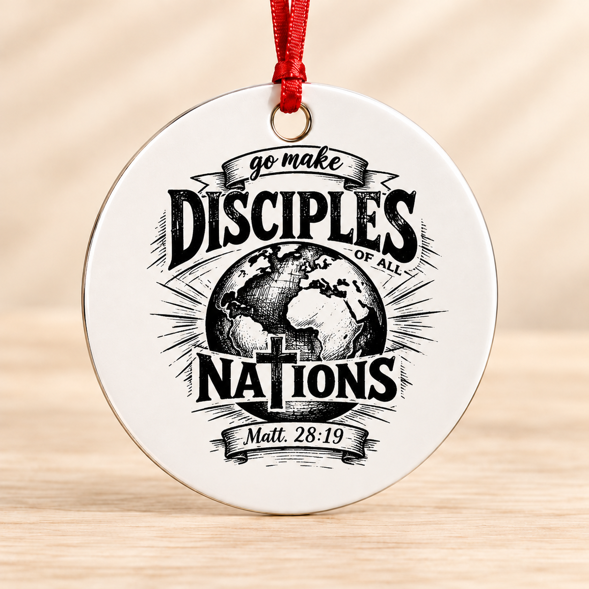 Go Make Disciples of All Nations — Round Metal Ornament