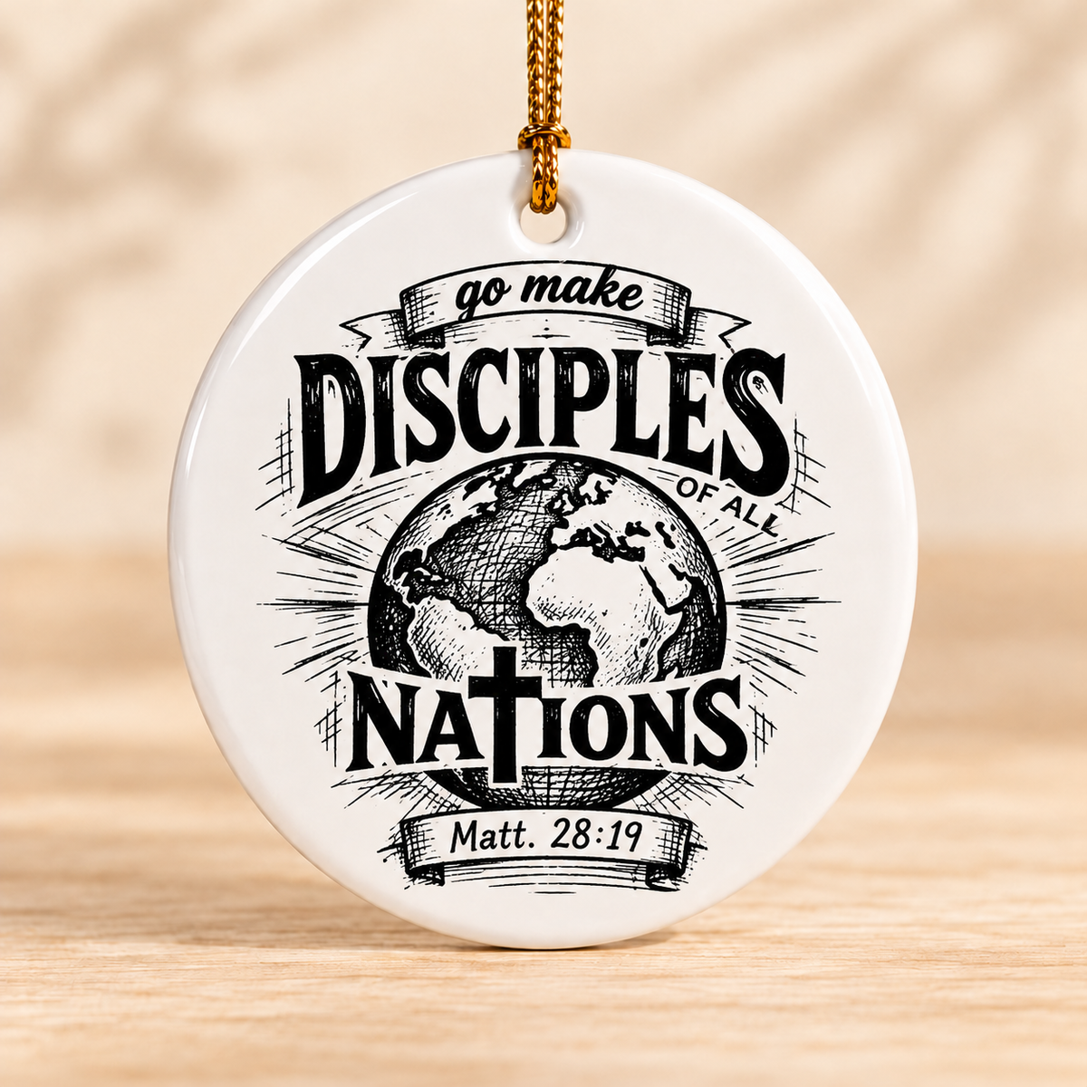 Go Make Disciples of All Nations — Round Ceramic Ornament