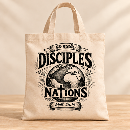 Go Make Disciples of All Nations — Beige Canvas Tote Bag