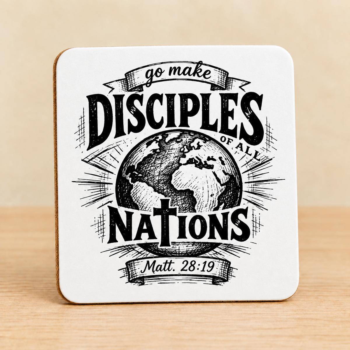 Go Make Disciples of All Nations — Square MDF Coaster