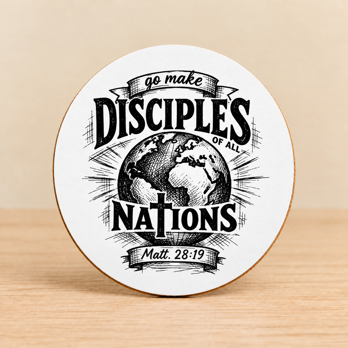 Go Make Disciples of All Nations — Round MDF Coaster