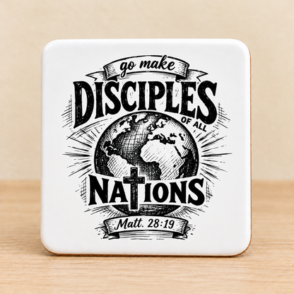 Go Make Disciples of All Nations — Square Ceramic Coaster