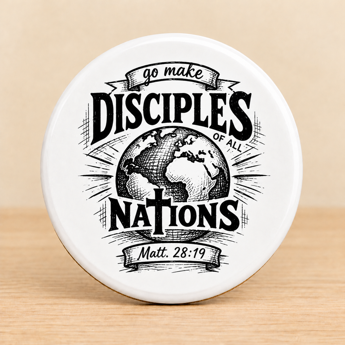 Go Make Disciples of All Nations — Round Ceramic Coaster