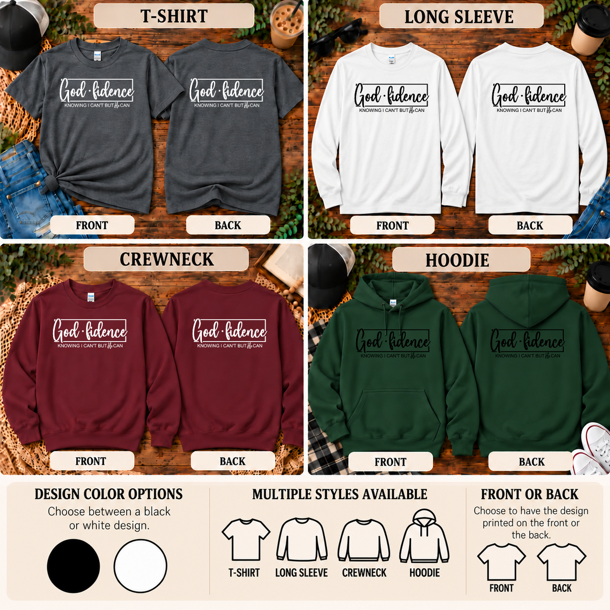 Godfidence Shirt, Crewneck & Hoodie | Christian Faith Apparel