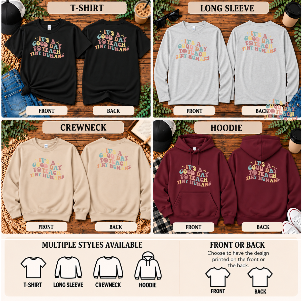 It’s a Good Day to Teach Tiny Humans | Retro Teacher T-Shirt, Long Sleeve, Crewneck & Hoodie