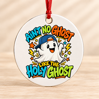Ain’t No Ghost Like the Holy Ghost – Blue Cap — Round Metal Ornament
