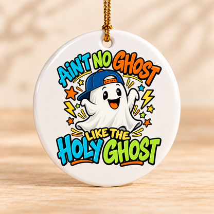 Ain’t No Ghost Like the Holy Ghost – Blue Cap — Round Ceramic Ornament