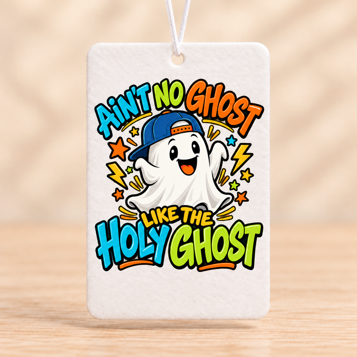 Ain’t No Ghost Like the Holy Ghost – Blue Cap — Rectangle Air Freshener — No Scent