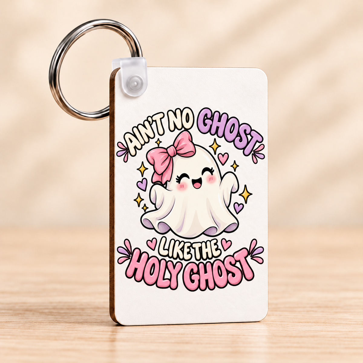 Ain’t No Ghost Like the Holy Ghost – Pink Bow — Rectangle Keychain