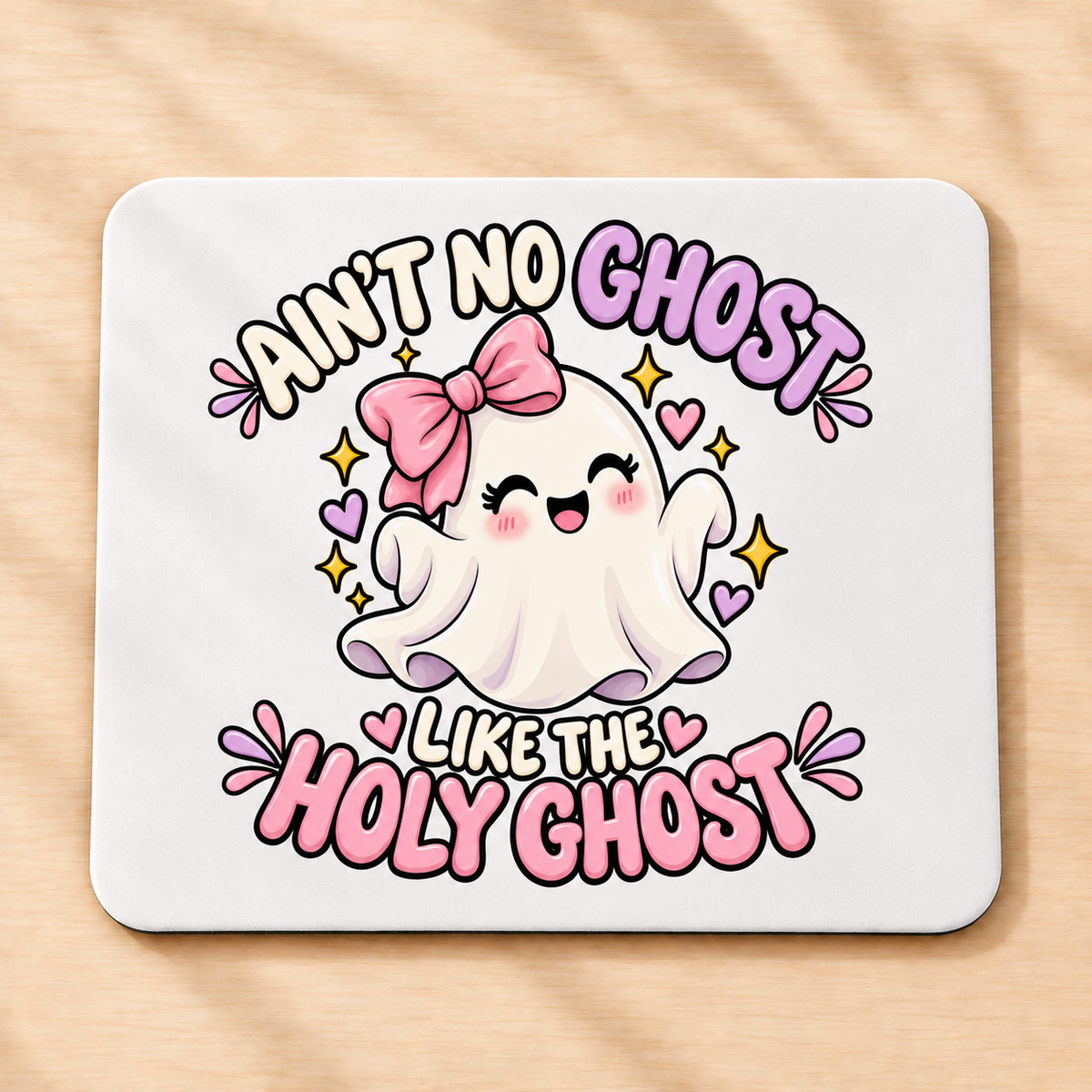 Ain’t No Ghost Like the Holy Ghost – Pink Bow — Rectangular Mouse Pad
