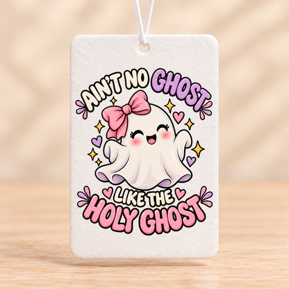 Ain’t No Ghost Like the Holy Ghost – Pink Bow — Rectangle Air Freshener — No Scent