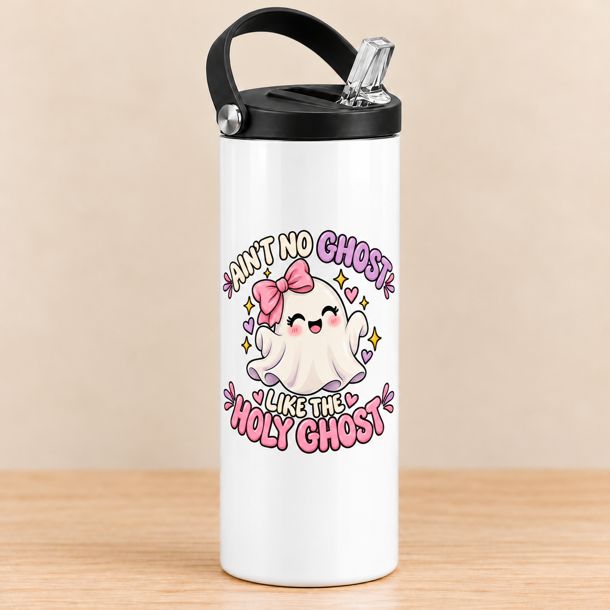 Ain’t No Ghost Like the Holy Ghost – Pink Bow — 20 oz Sports Bottle