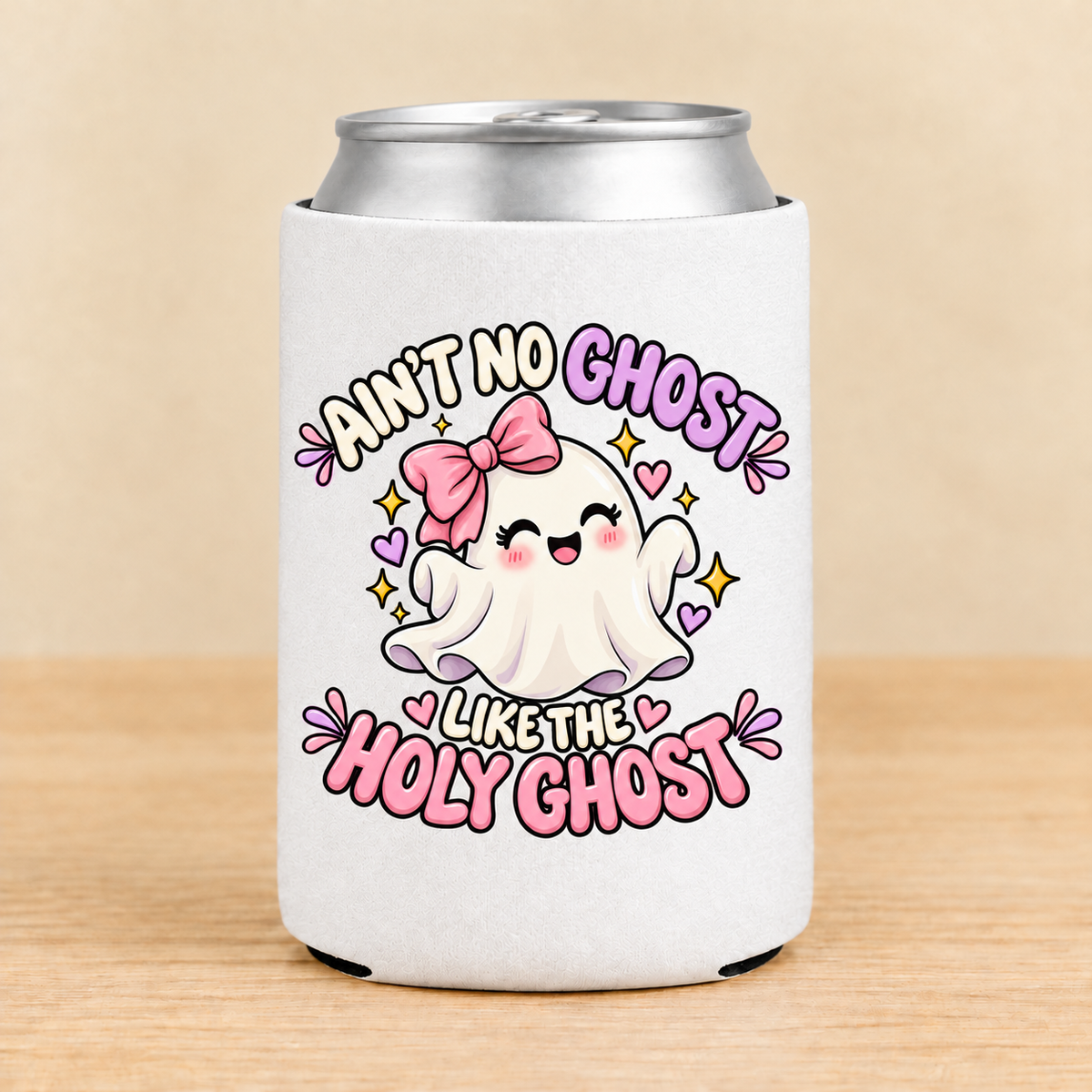 Ain’t No Ghost Like the Holy Ghost – Pink Bow — Regular Can Koozie