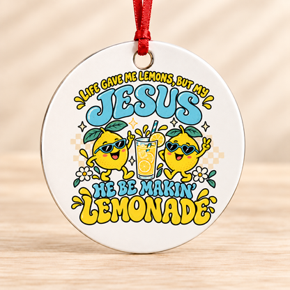 Jesus Makes Lemonade — Round Metal Ornament