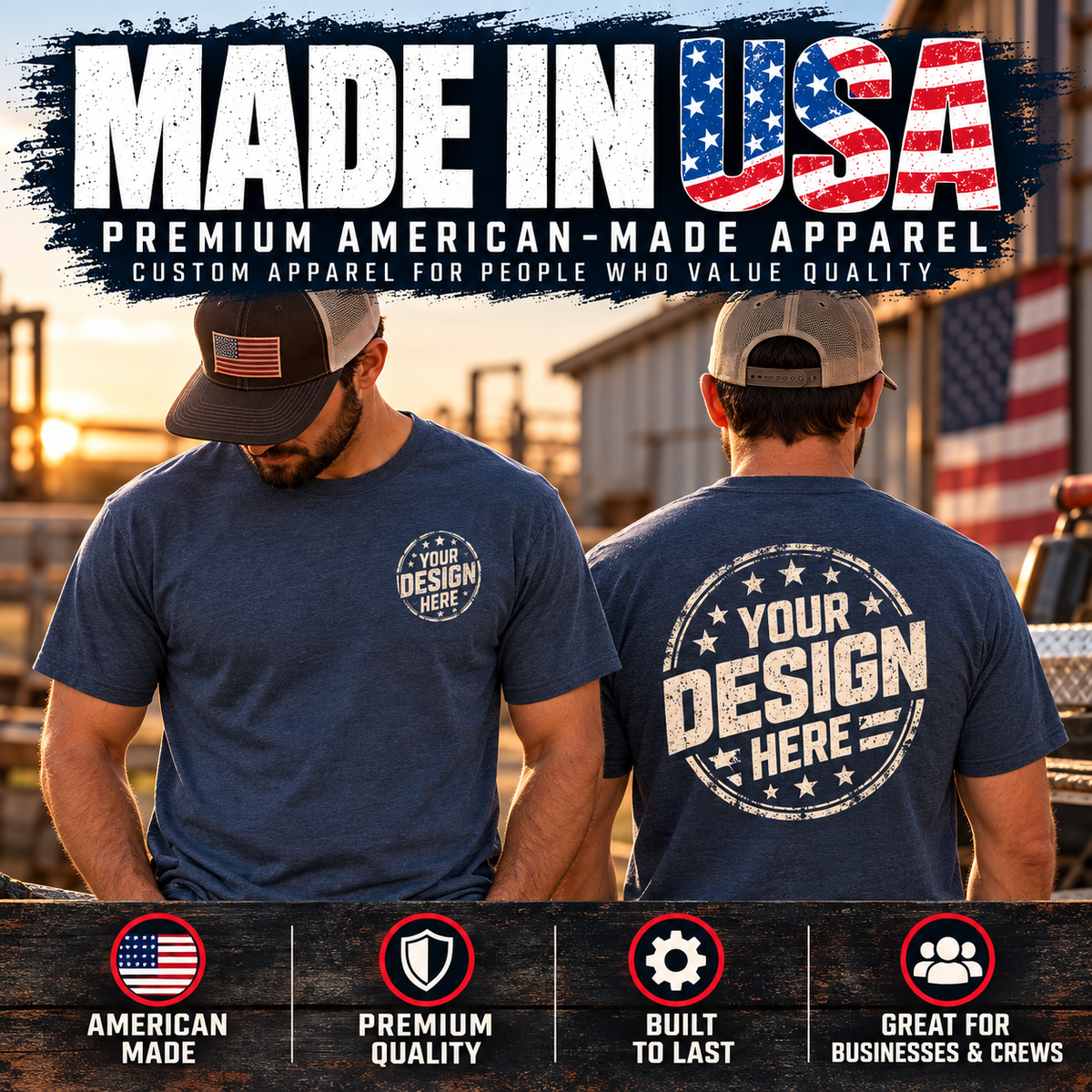 Custom Made in America Apparel – Upload Your Own Design