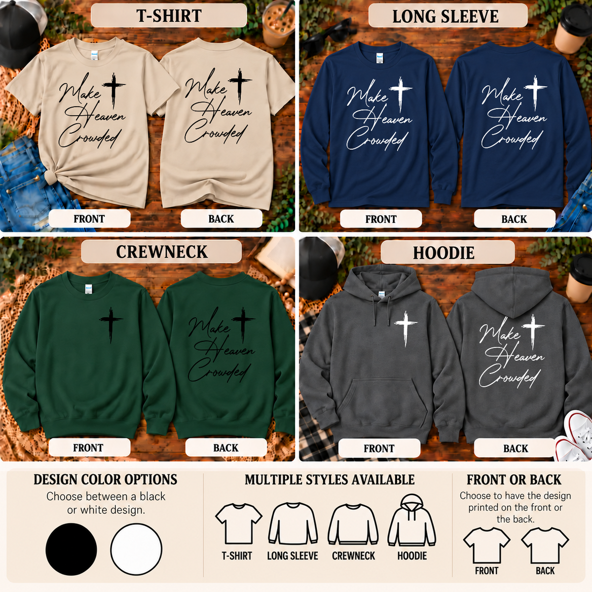 Make Heaven Crowded Shirt | Christian Cross Faith Apparel