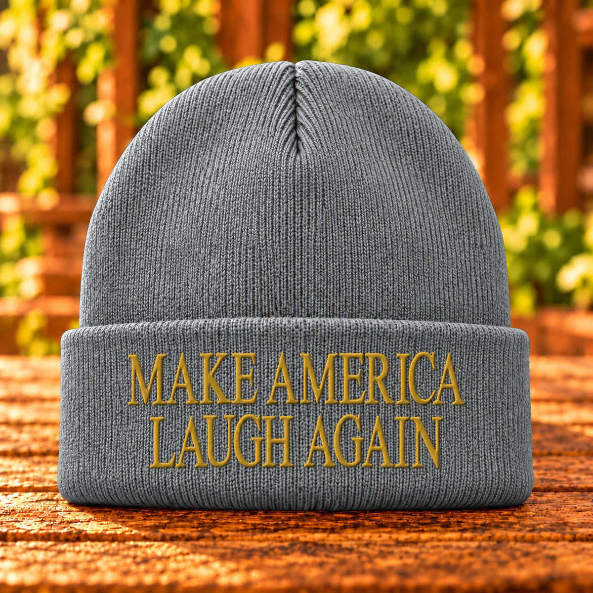 Make America Laugh Again — Athletic Oxford beanie with Gold embroidery