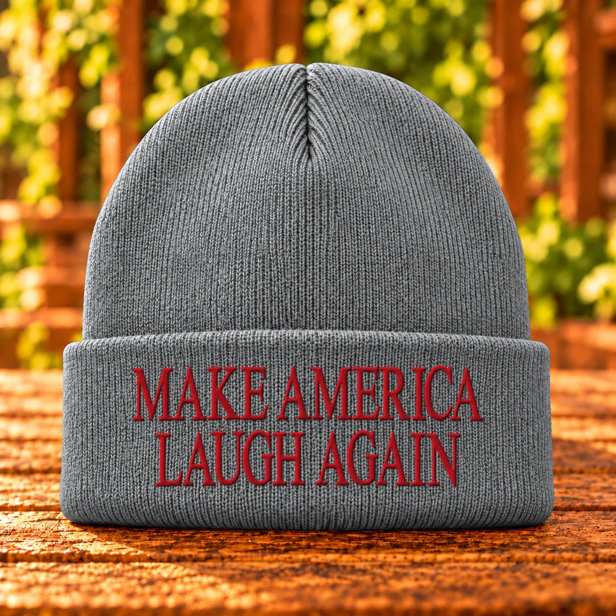 Make America Laugh Again — Athletic Oxford beanie with Red embroidery