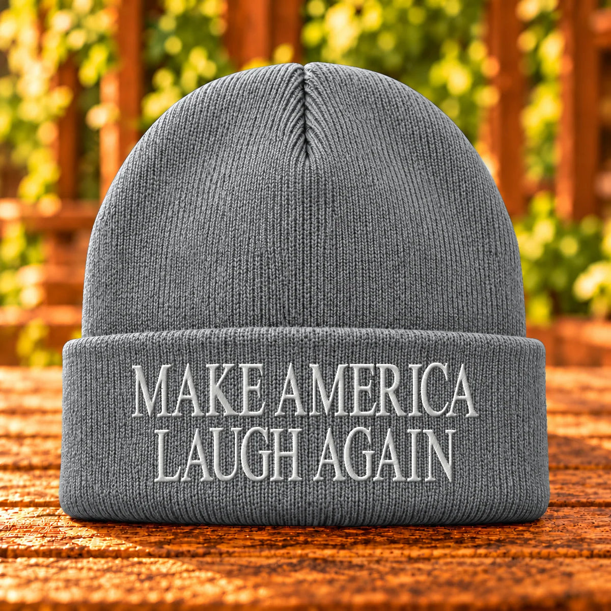 Make America Laugh Again — Athletic Oxford beanie with White embroidery