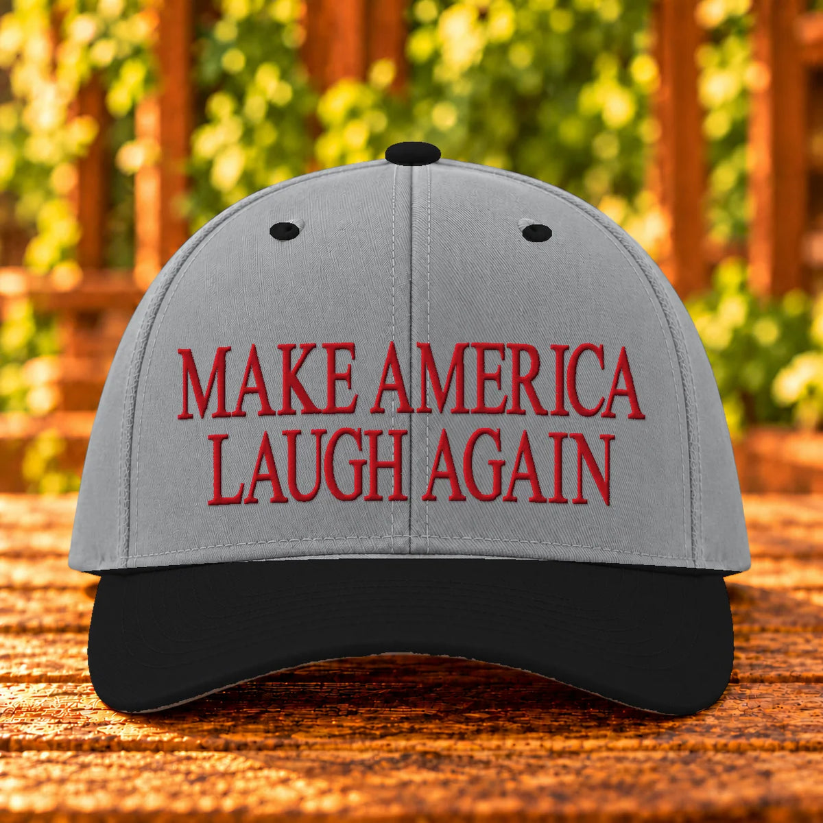 Make America Laugh Again — Gry/Gry/Bk twill with Red embroidery