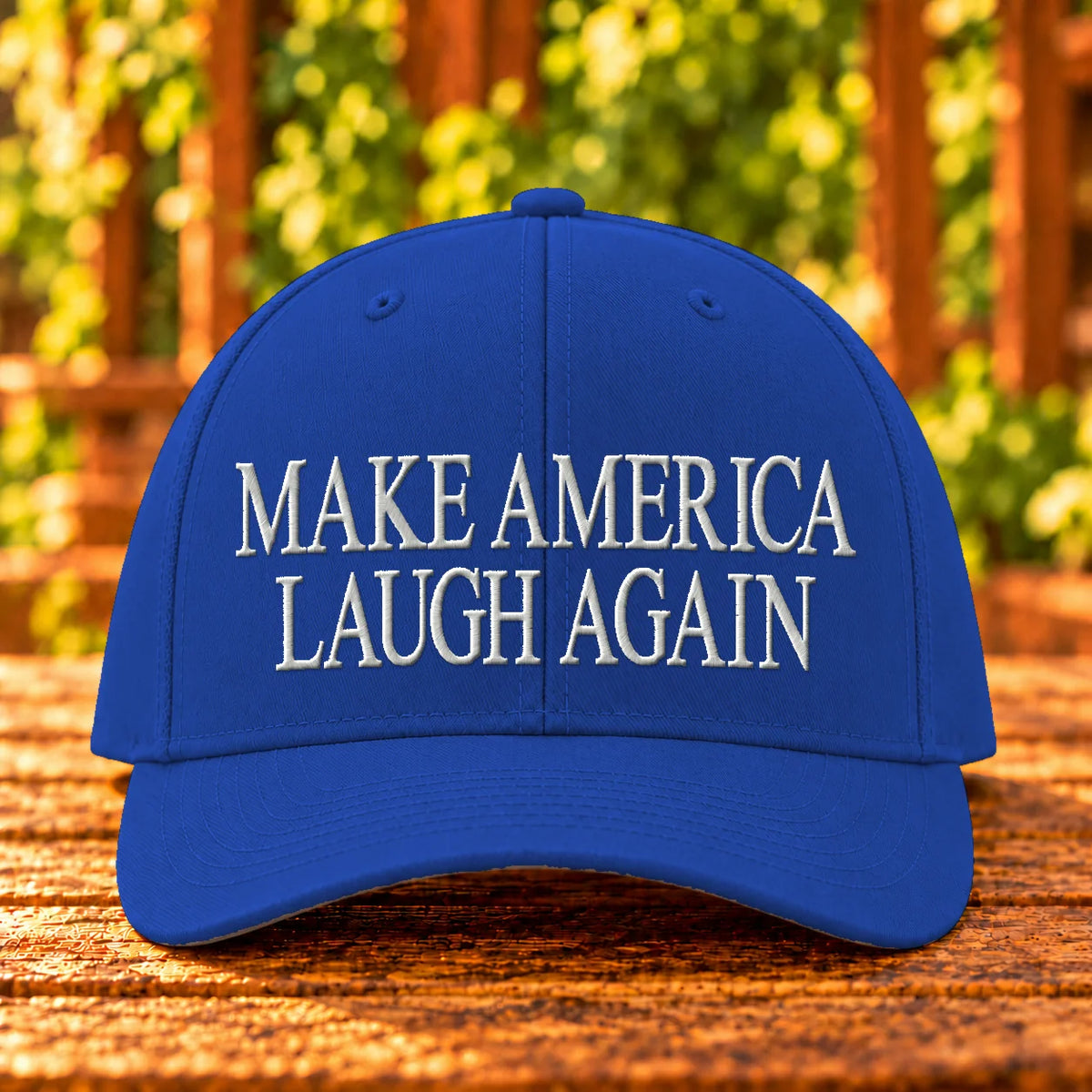 Make America Laugh Again — Royal twill with White embroidery