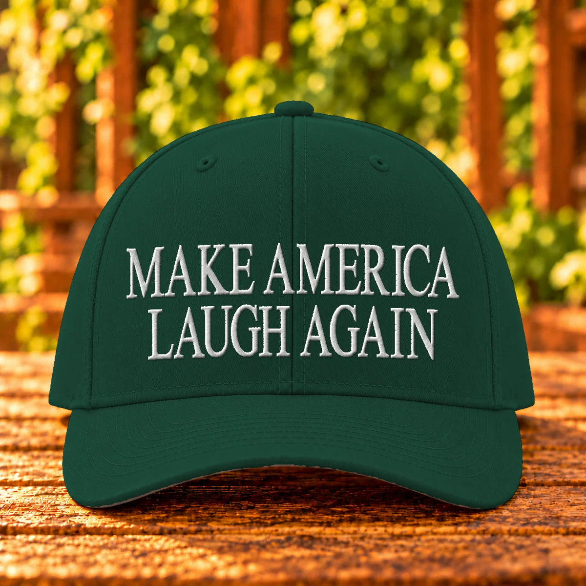 Make America Laugh Again — Spruce twill with White embroidery