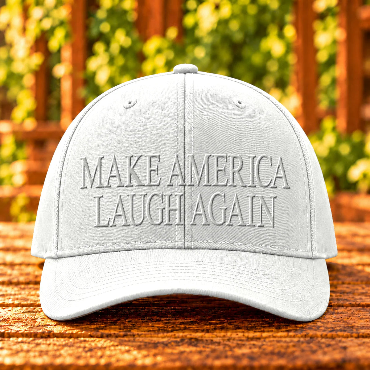 Make America Laugh Again — White twill with White embroidery
