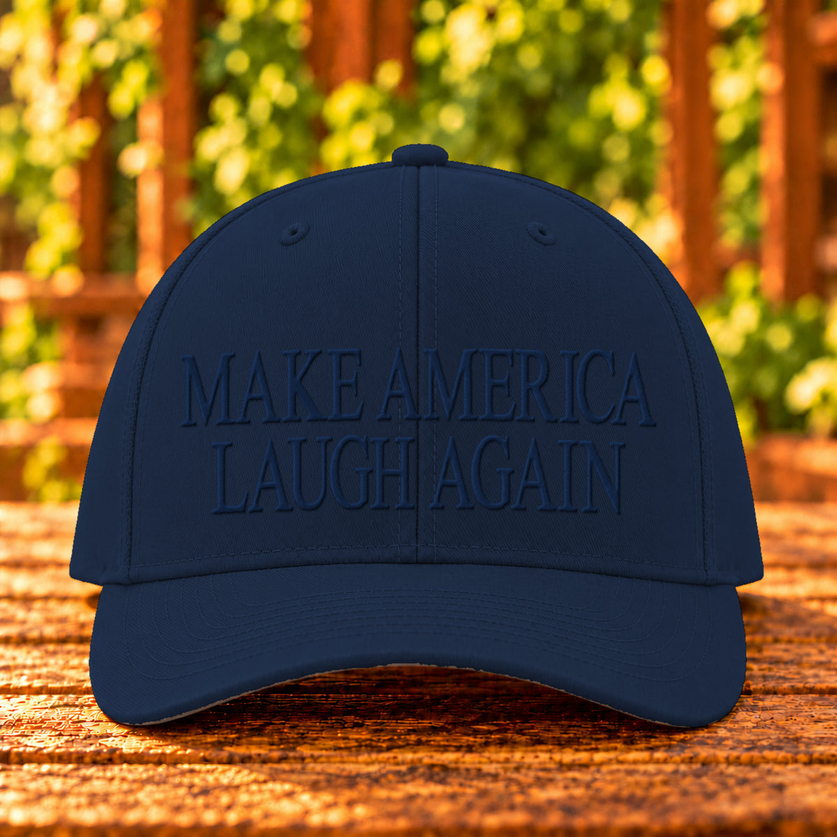 Make America Laugh Again embroidered twill, Navy, Navy thread