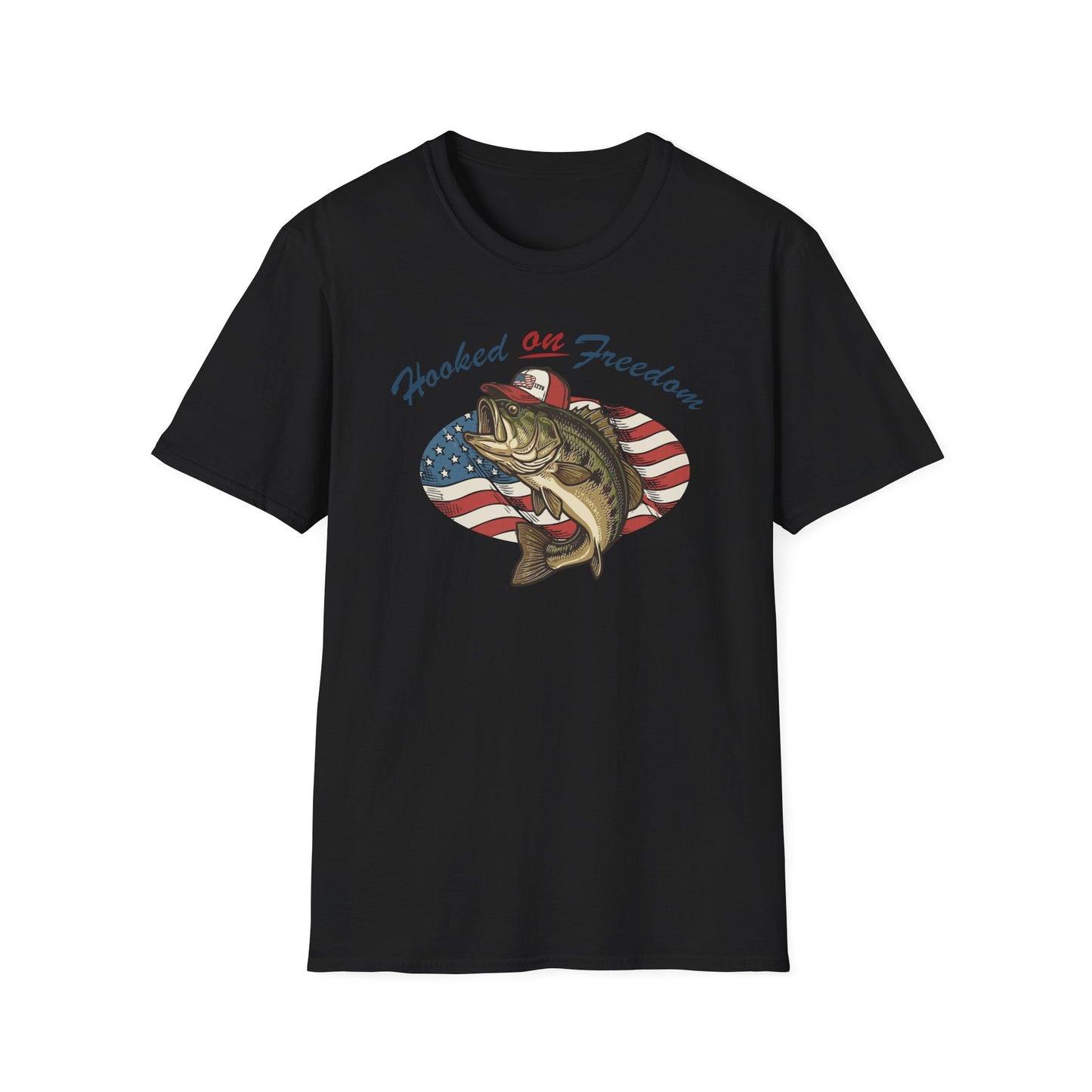 1776 Fish Hooked on Freedom Cotton Tee Shirt