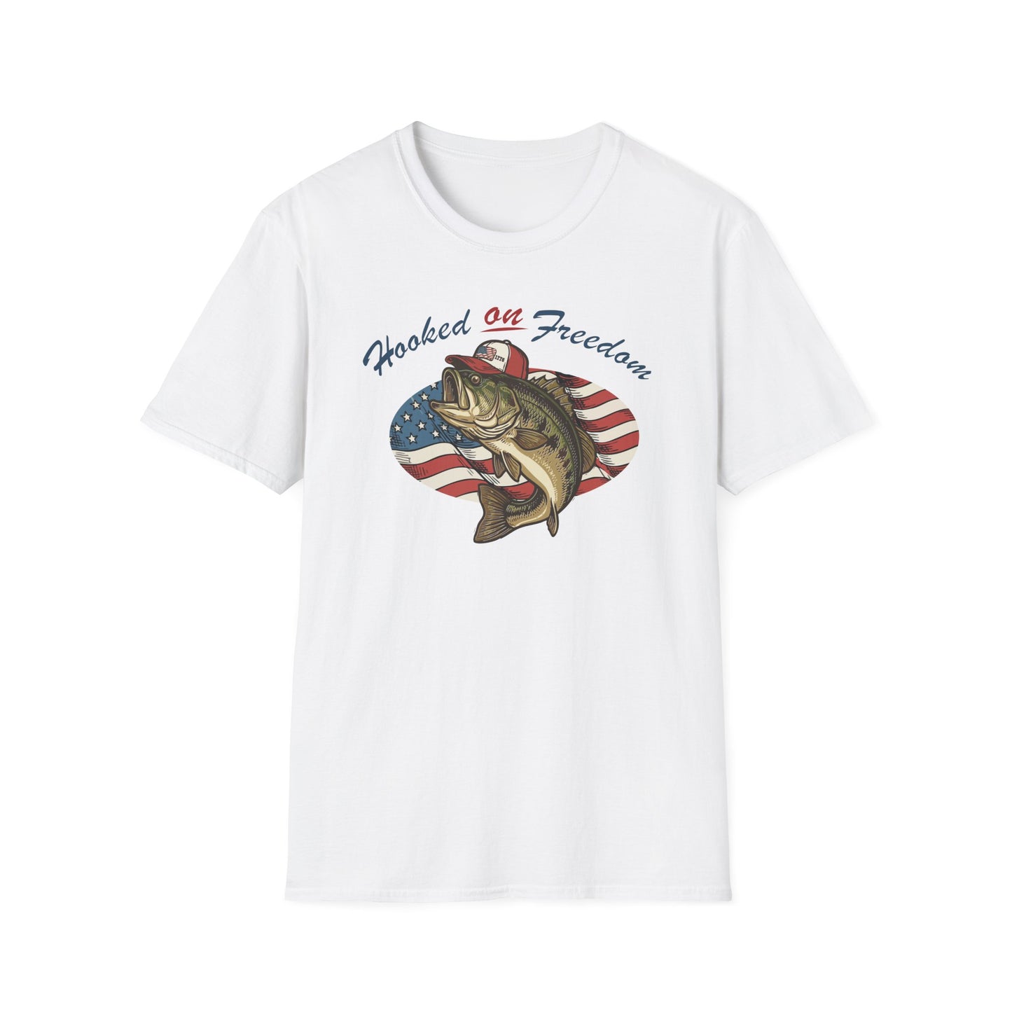1776 Fish Hooked on Freedom Cotton Tee Shirt