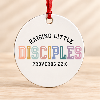 Raising Little Disciples — Round Metal Ornament