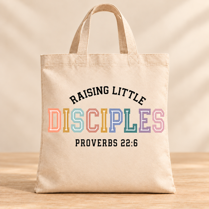 Raising Little Disciples — Beige Canvas Tote Bag