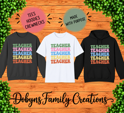 Colorful Teacher | Retro Teacher Shirt, Crewneck & Hoodie