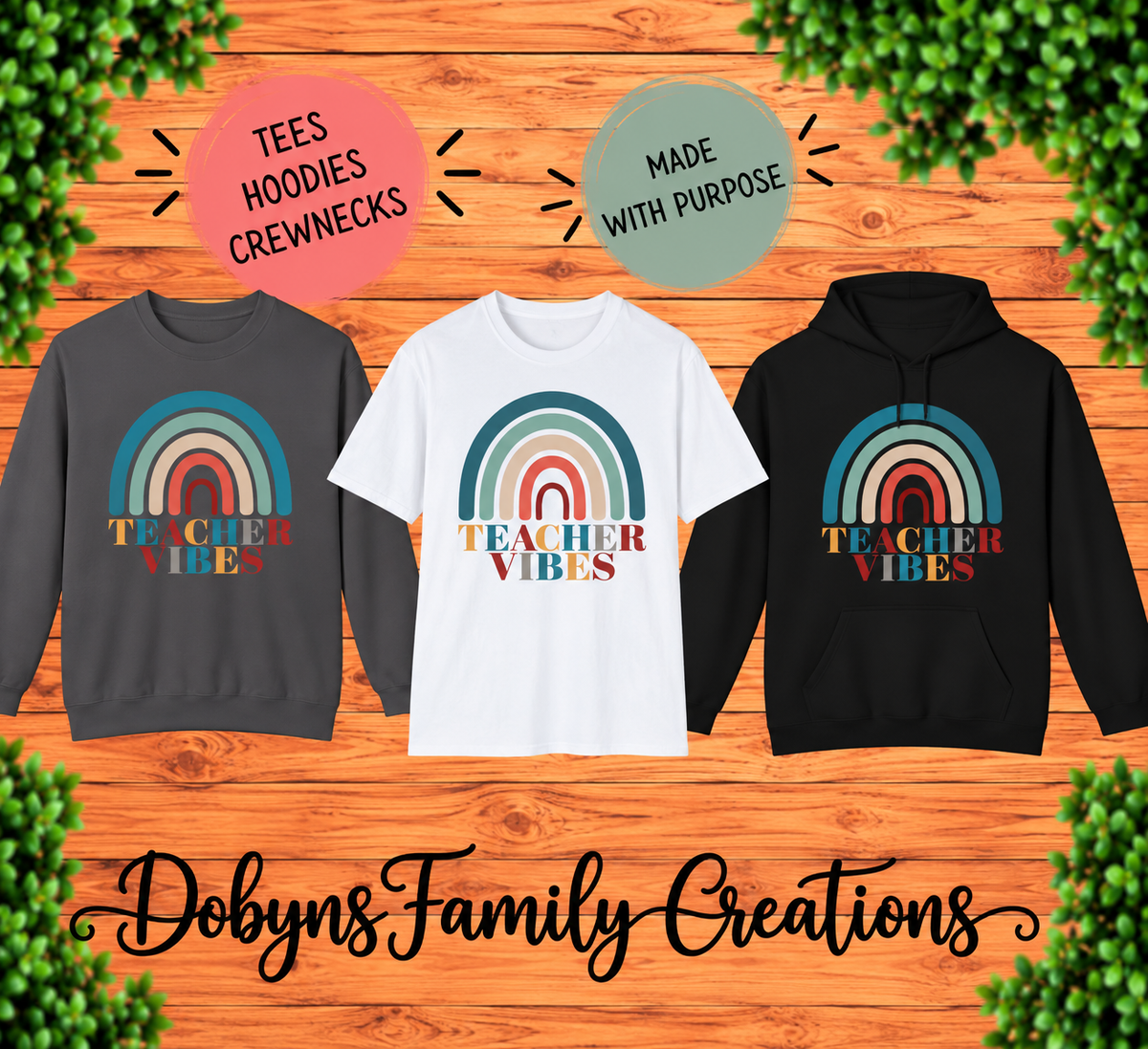 Teacher Vibes | Retro Rainbow Teacher Shirt, Crewneck & Hoodie
