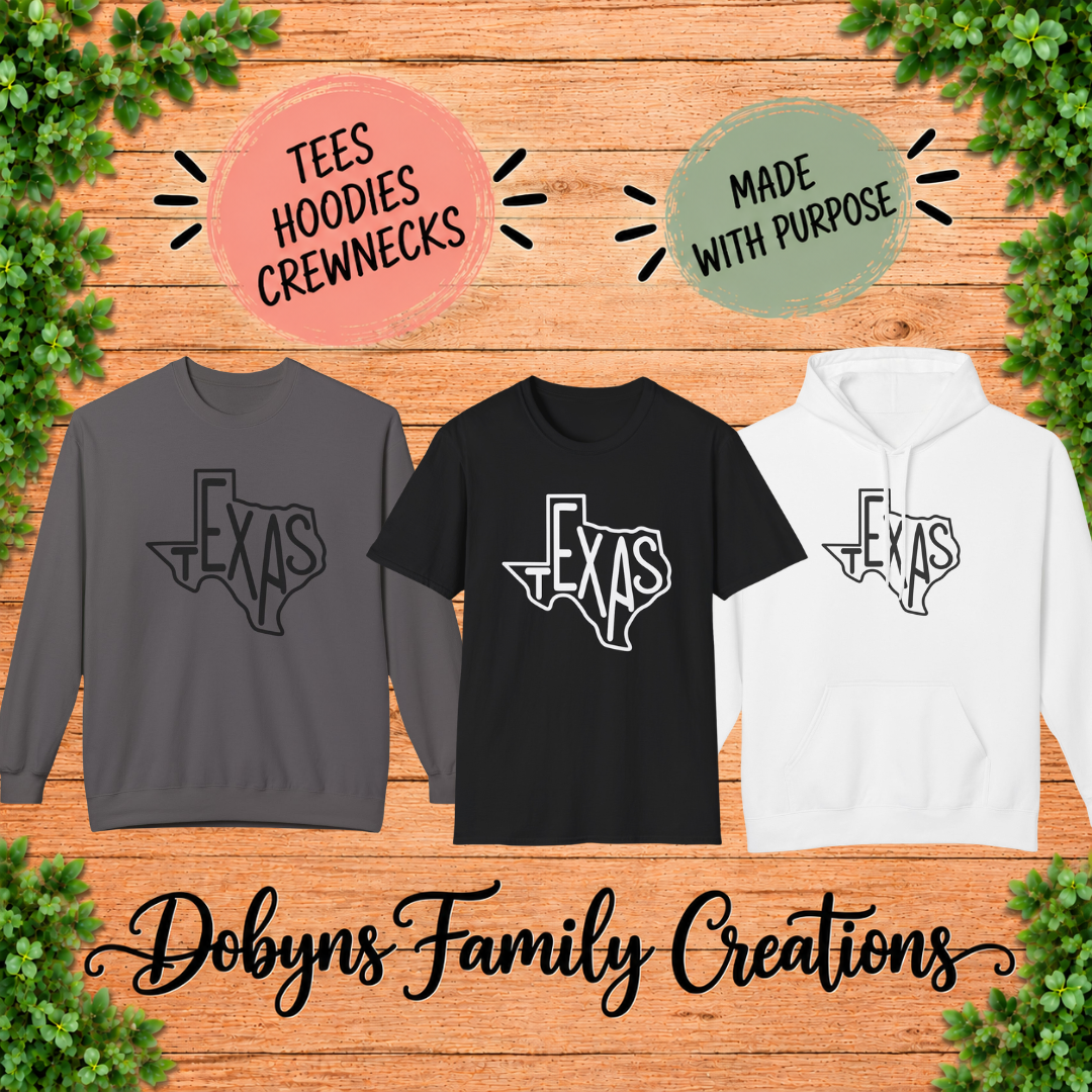Texas State Outline | Texas Shirt, Crewneck & Hoodie