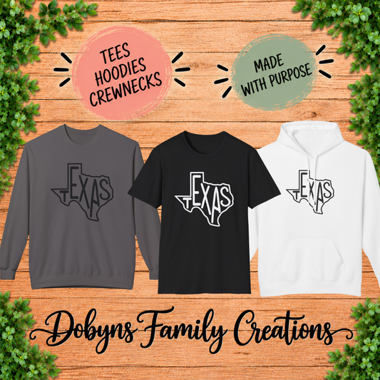 Texas State Outline | Texas Shirt, Crewneck & Hoodie
