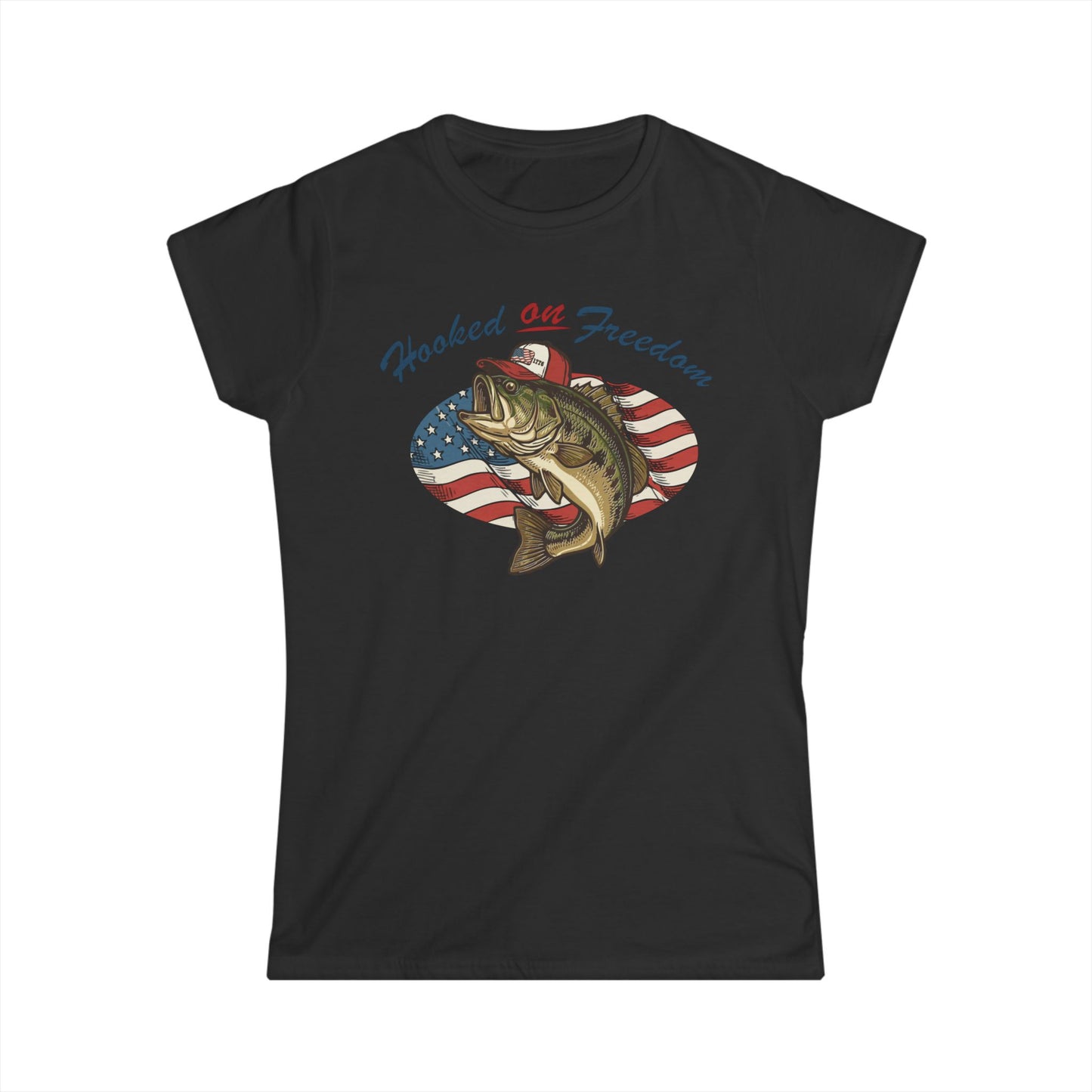 1776 Fish Hooked on Freedom Cotton Tee Shirt