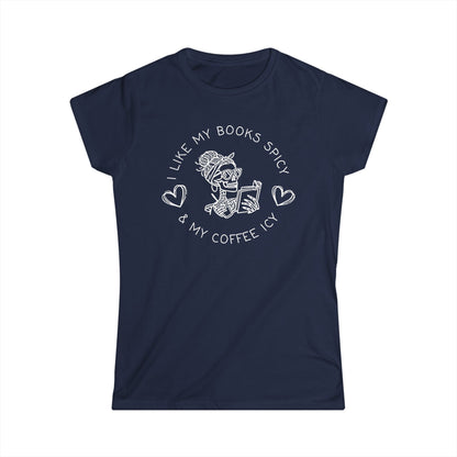I Like My Books Spicy & My Coffee Icy Cotton Tee Shirt