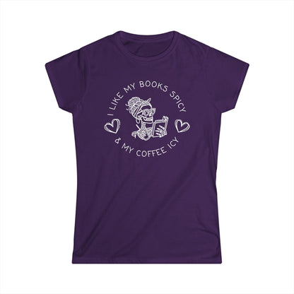 I Like My Books Spicy & My Coffee Icy Cotton Tee Shirt